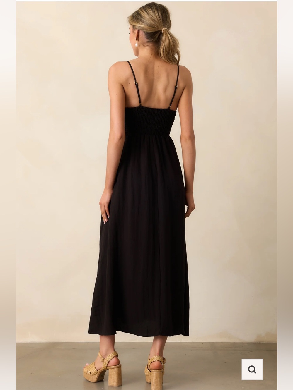 Z Supply Black Smocked Waist Midi Dress - Picture 7 of 11